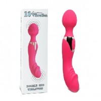 20 Function Double Ended Wand Massager, Silicone, RED, BOTH ENDS INDEPENDENTLY VIBRATE